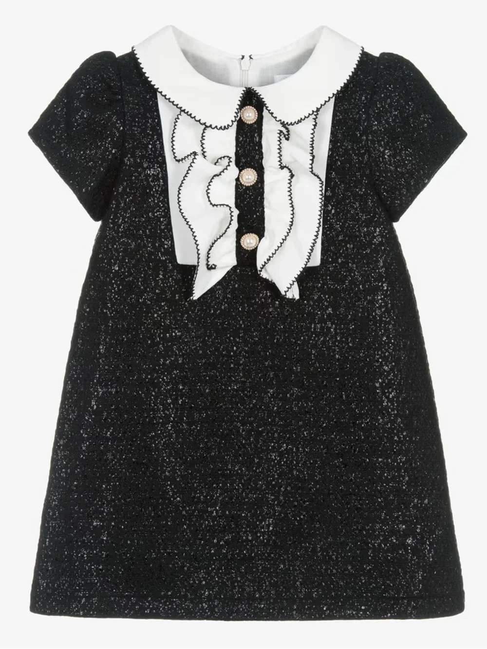 Patachou Shimmery Black Tweed Dress